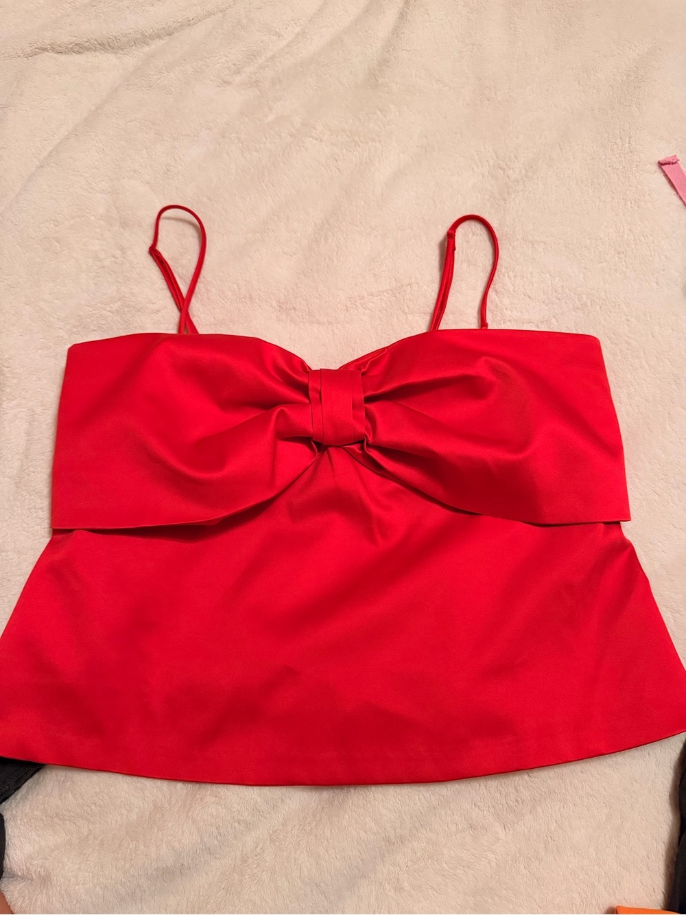 LOFT Red Bow-Front Spaghetti Strap Women's Top